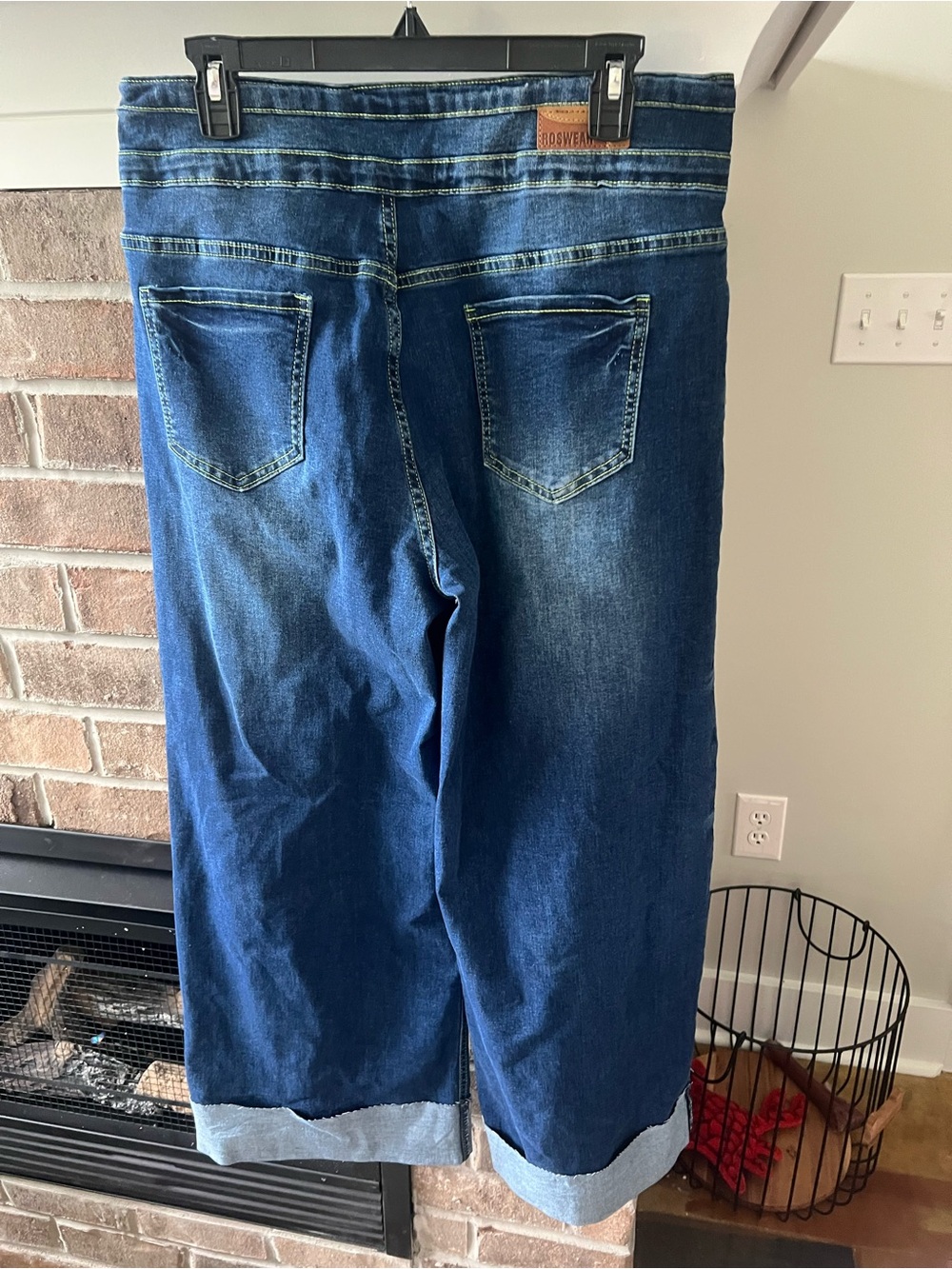 Wide Leg Women’s Jeans - Dark Blue - Picture 3 of 3
